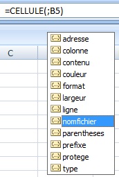 Fonction excel cellule